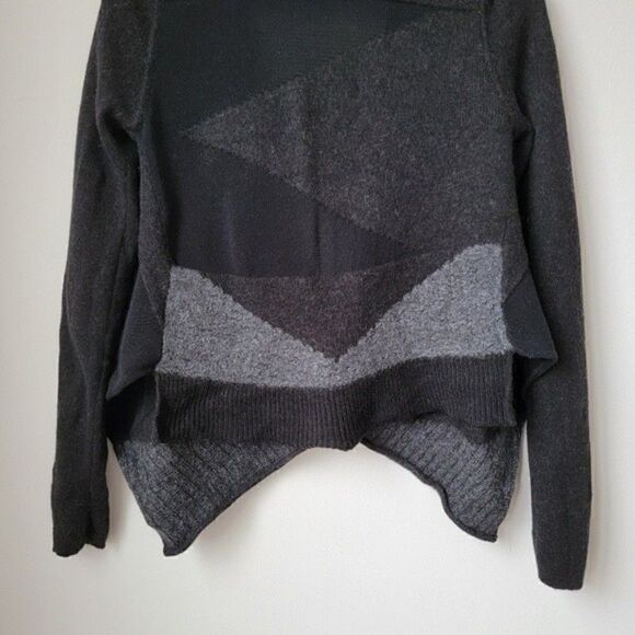 REVOLVE DUFFY Asymmetrical Open Wool Cardigan Sweater Black Gray Size Medium - Picture 7 of 9